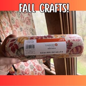 Celebrate It Autumn Leaf Mesh Ribbon in Red, Orange, Cream and Green Pumpkins